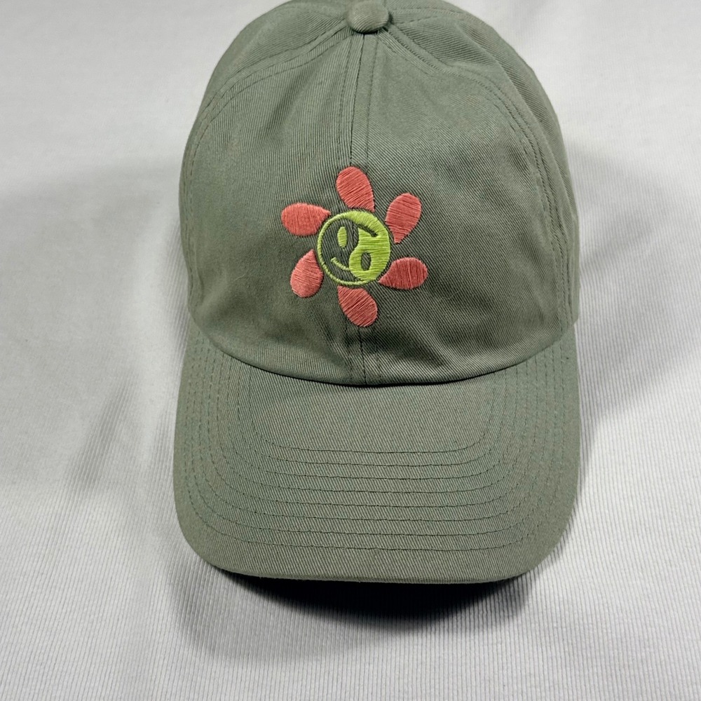Volcom Dad Hat OS Sage Green Yin Yang Flower Embroidered Adjustable Cap